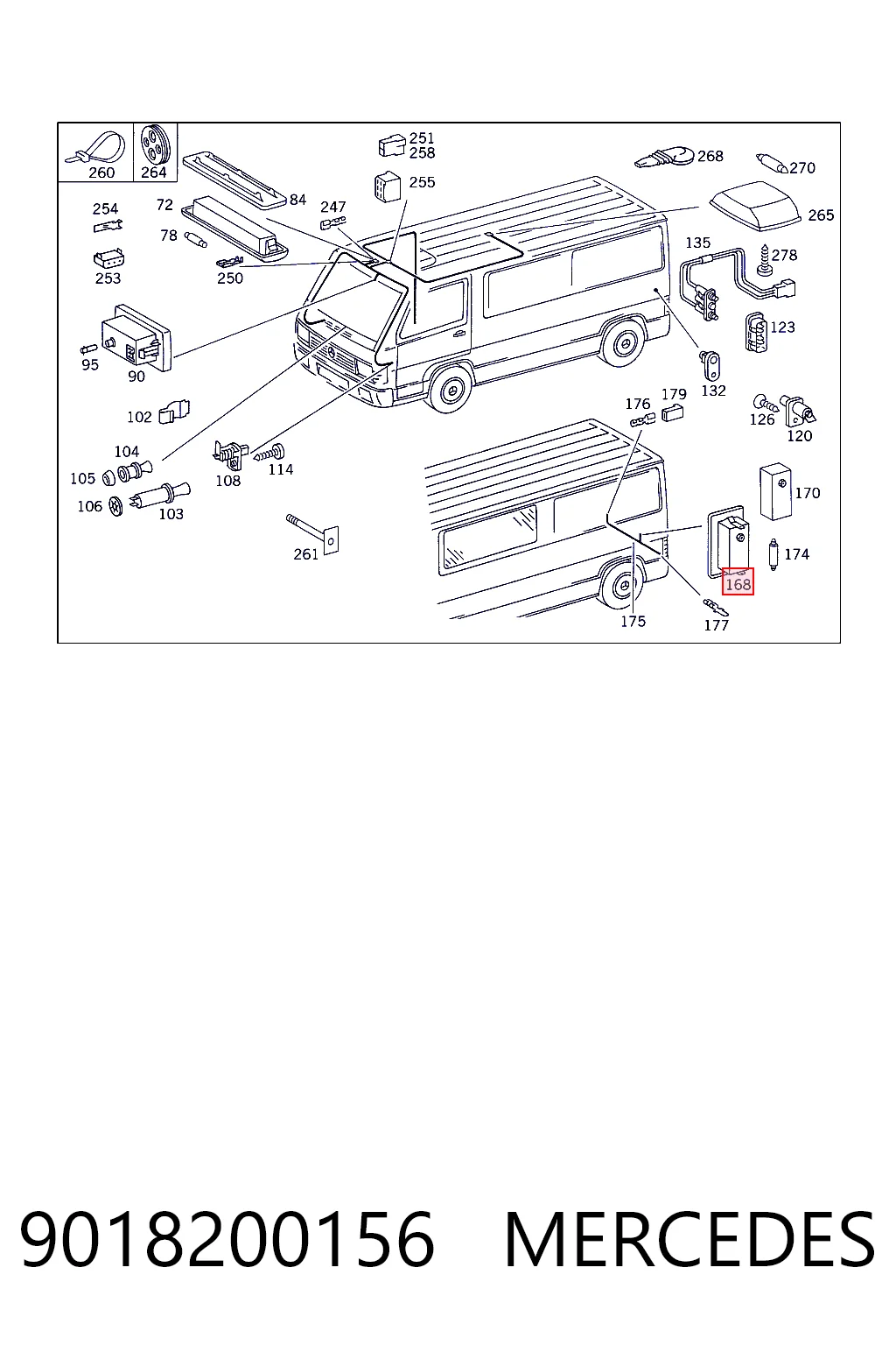 9018200156 Mercedes Lampa oświetlenia tylnej tablicy rejestracyjnej
