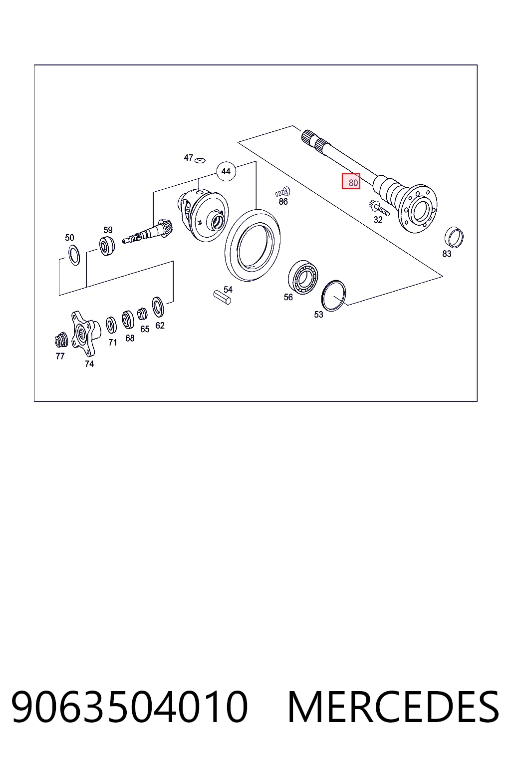 9063504010 Mercedes Półoś tylna prawa