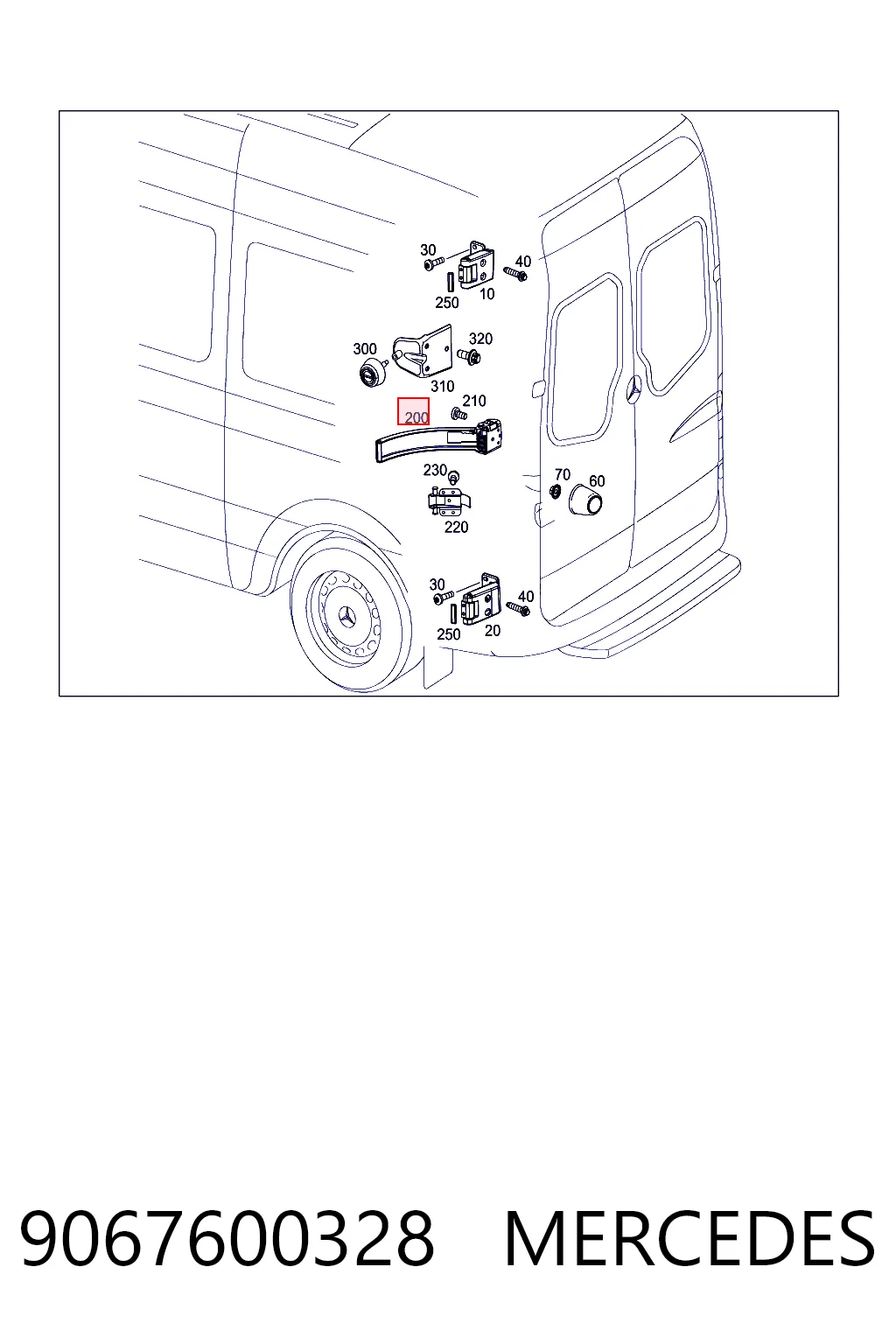 9067600328 Mercedes Ogranicznik drzwi bagażnika (van)
