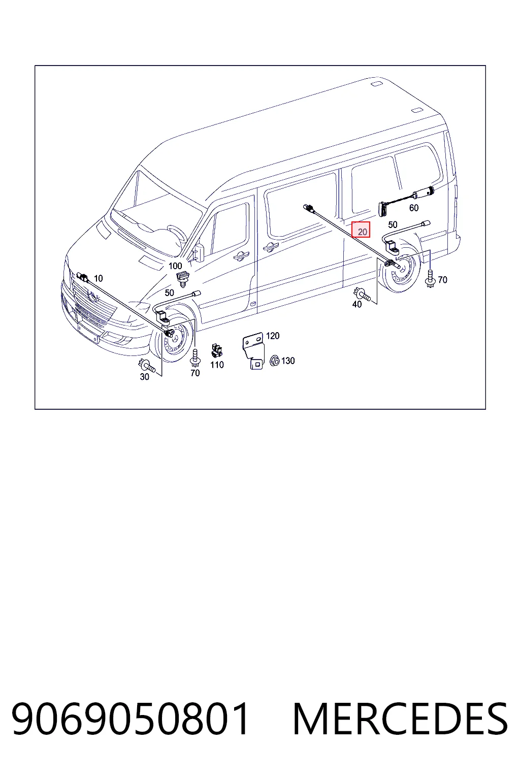 9069050801 Mercedes Czujnik ABS tylny lewy