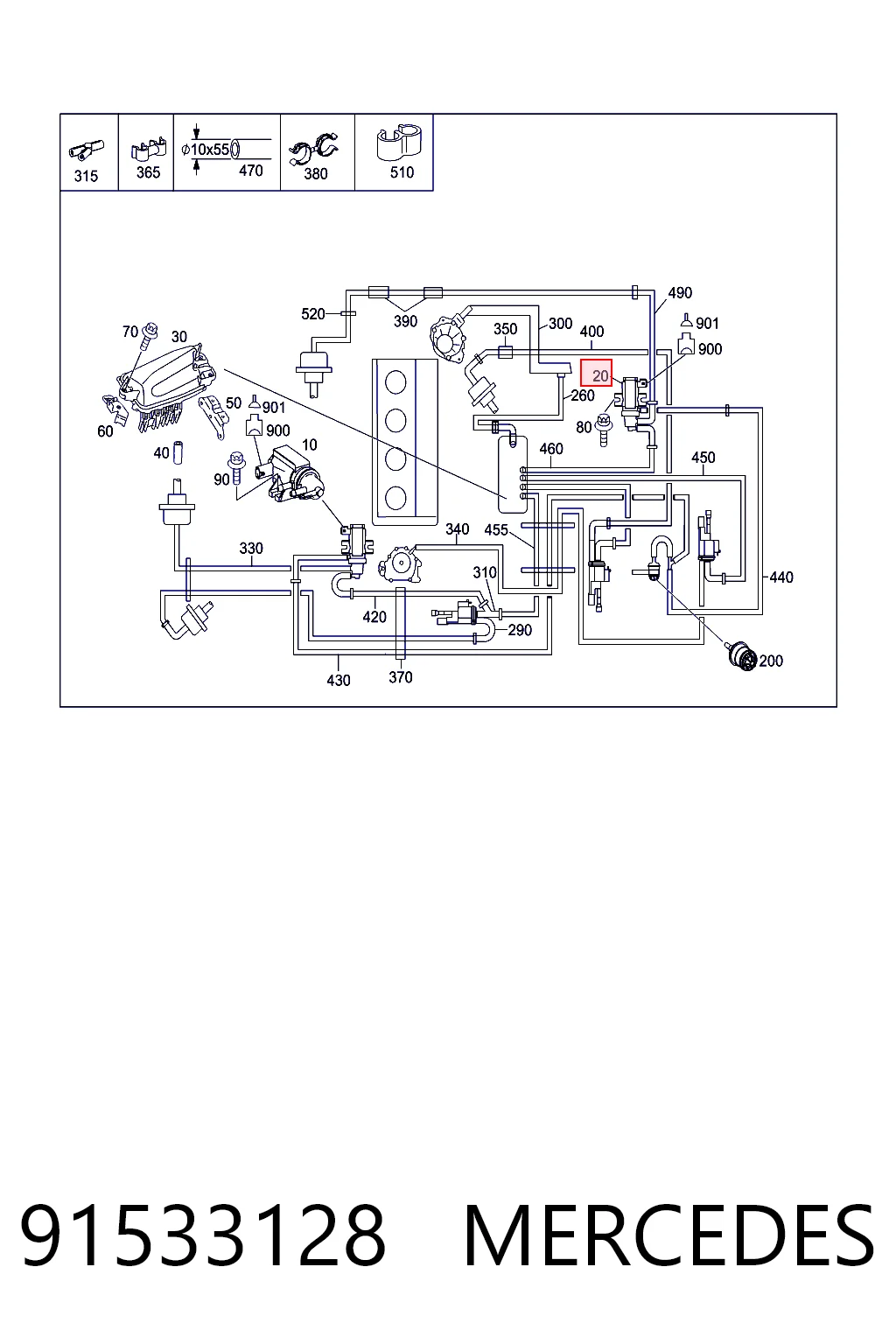 91533128 Mercedes Przetwornik ciśnienia (solenoid) doładowania