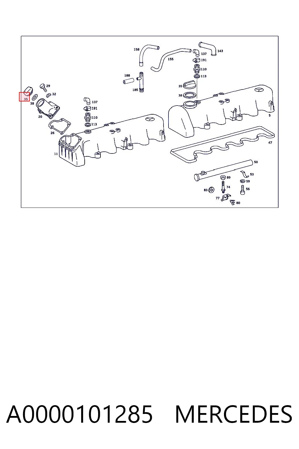 A0000101285 Mercedes Korek wlewu oleju
