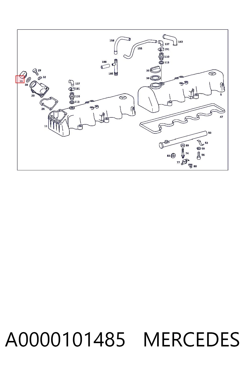 A0000101485 Mercedes Korek wlewu oleju