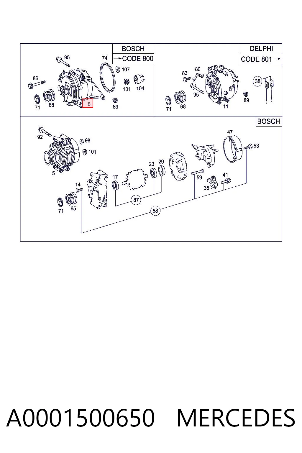 A0001500650 Mercedes Alternator
