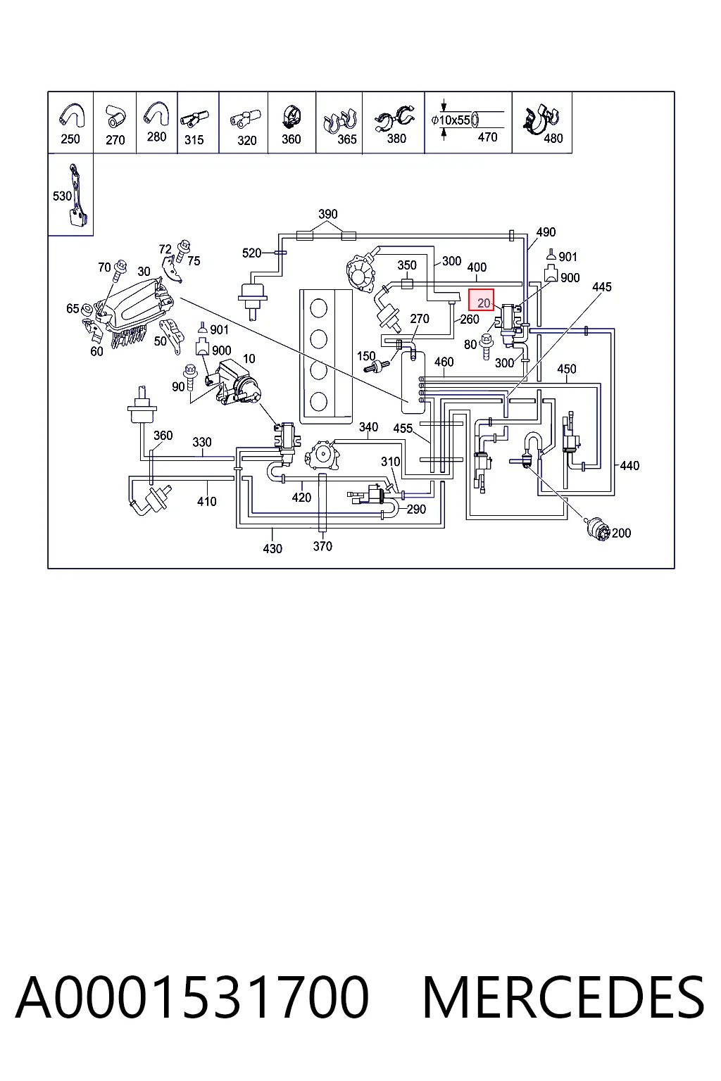 A0001531700 Mercedes Przetwornik ciśnienia (solenoid) doładowania