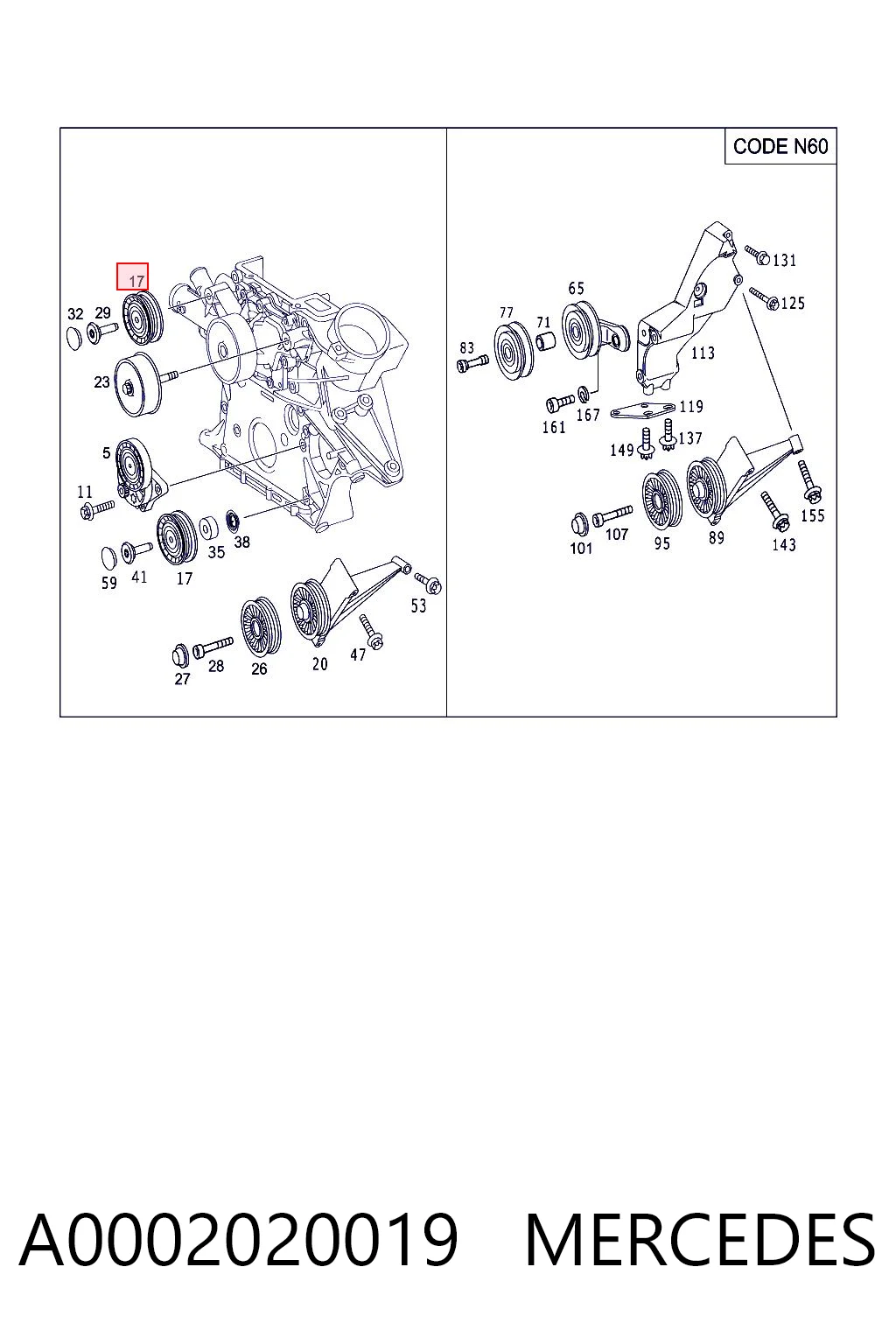 A0002020019 Mercedes Rolka prowadząca, kierunkowa paska napędowego