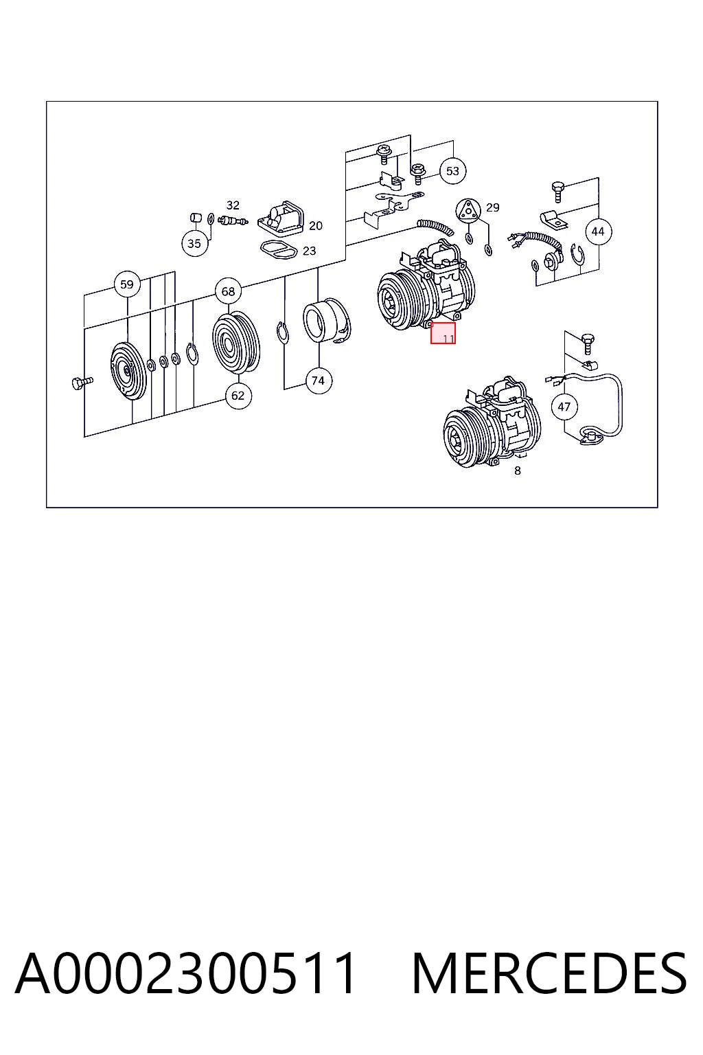 A0002300511 Mercedes Sprężarka klimatyzacji