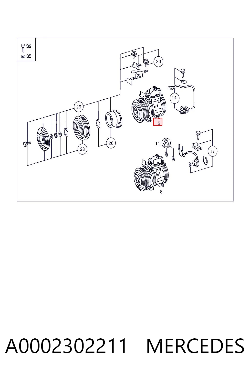 A0002302211 Mercedes Sprężarka klimatyzacji