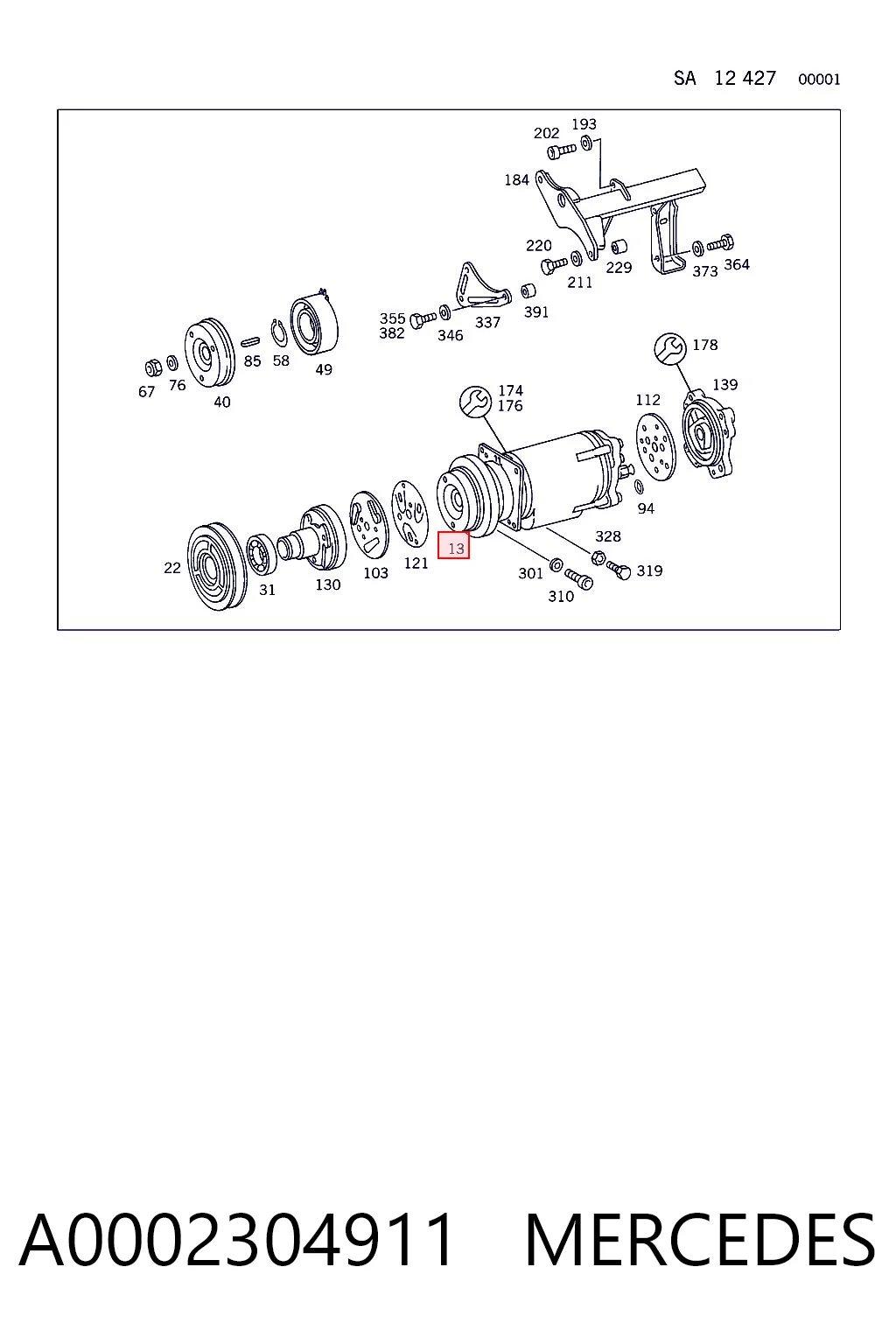 A0002304911 Mercedes Sprężarka klimatyzacji