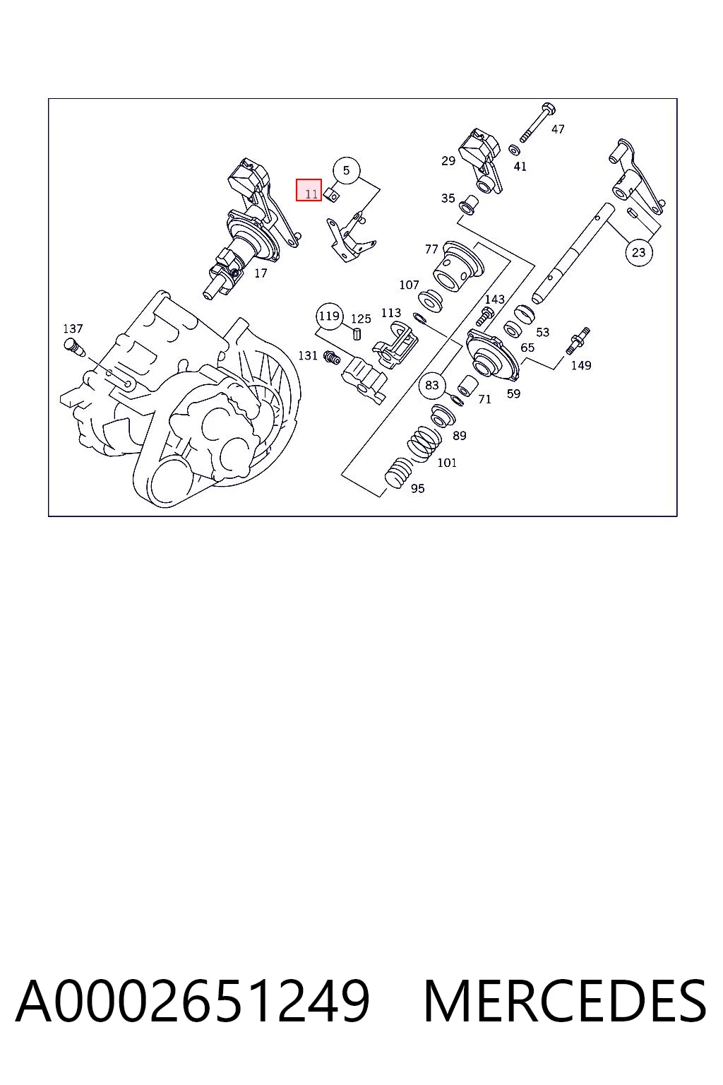 Tuleja mechanizmu zmiany biegów do Mercedes V 638