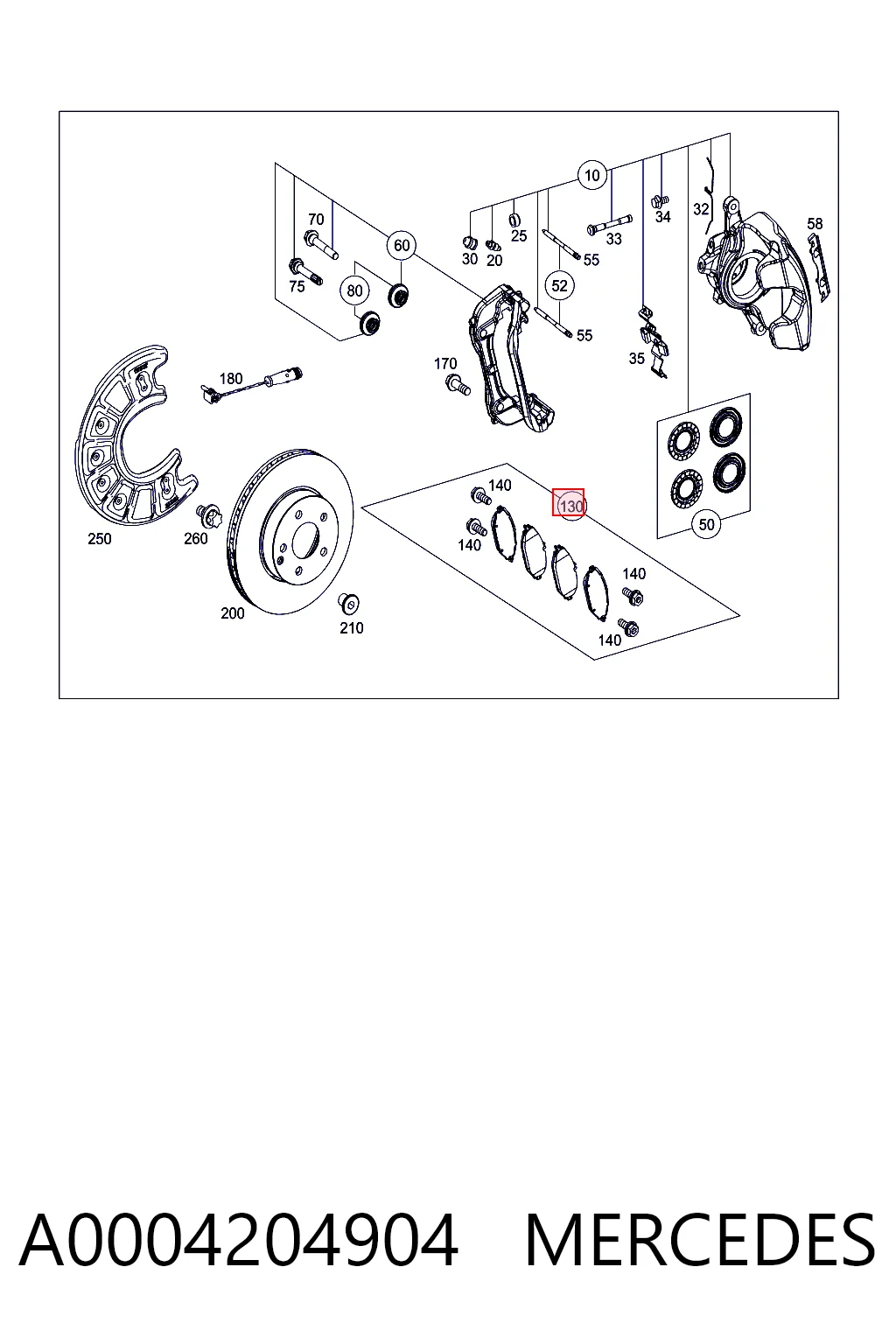 A0004204904 Mercedes Klocki hamulcowe przednie tarczowe