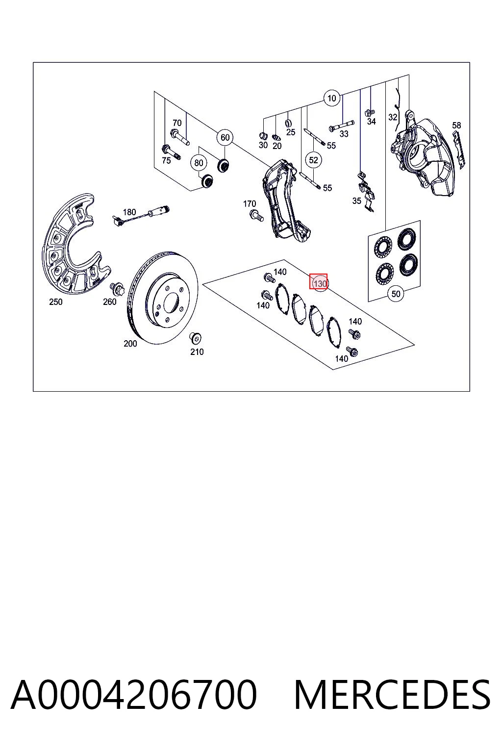 A0004206700 Mercedes Klocki hamulcowe przednie tarczowe
