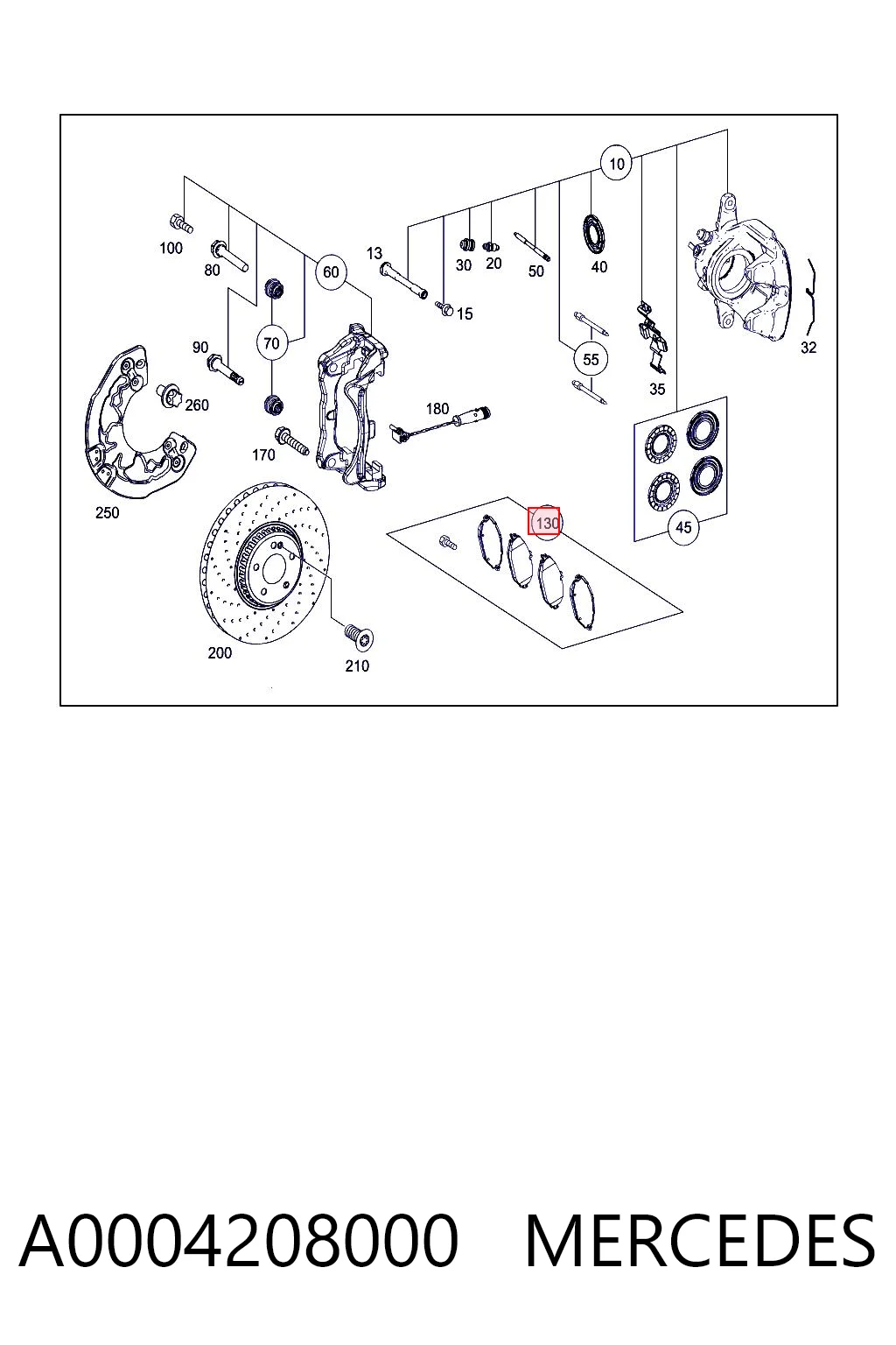 A0004208000 Mercedes Klocki hamulcowe przednie tarczowe