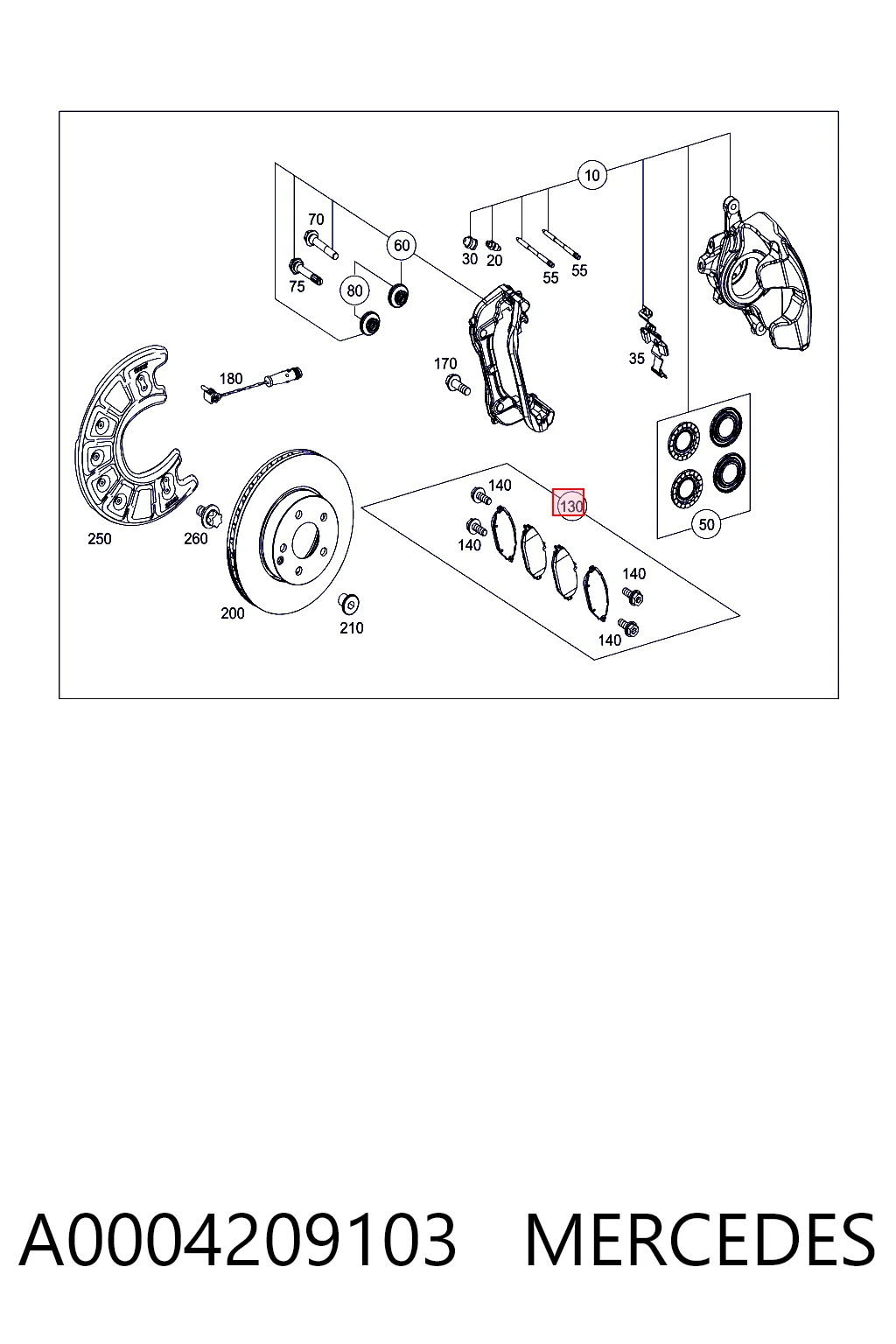 A0004209103 Mercedes Klocki hamulcowe przednie tarczowe