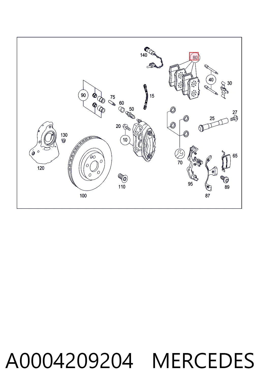 A0004209204 Mercedes Klocki hamulcowe przednie tarczowe