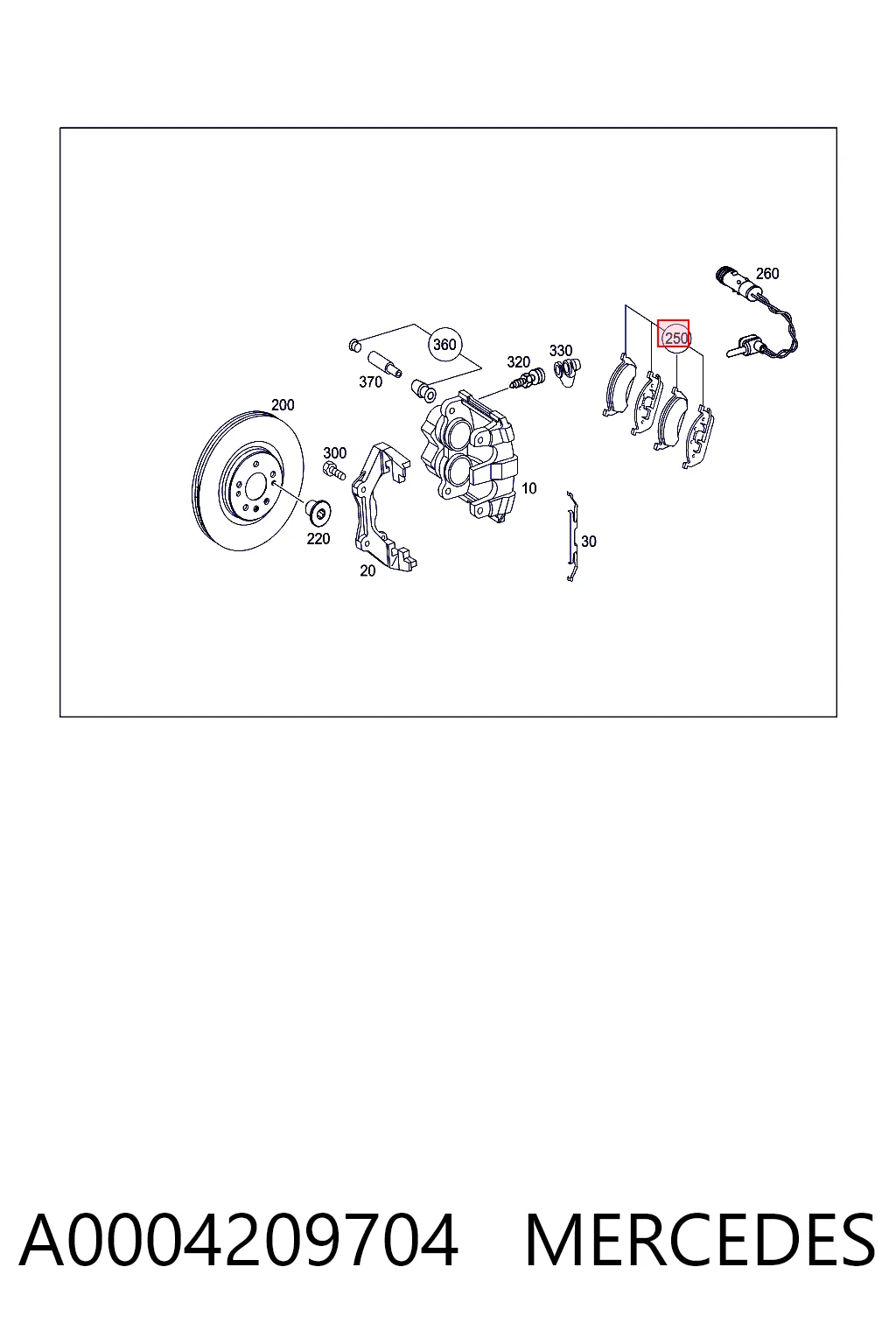 A0004209704 Mercedes Klocki hamulcowe przednie tarczowe