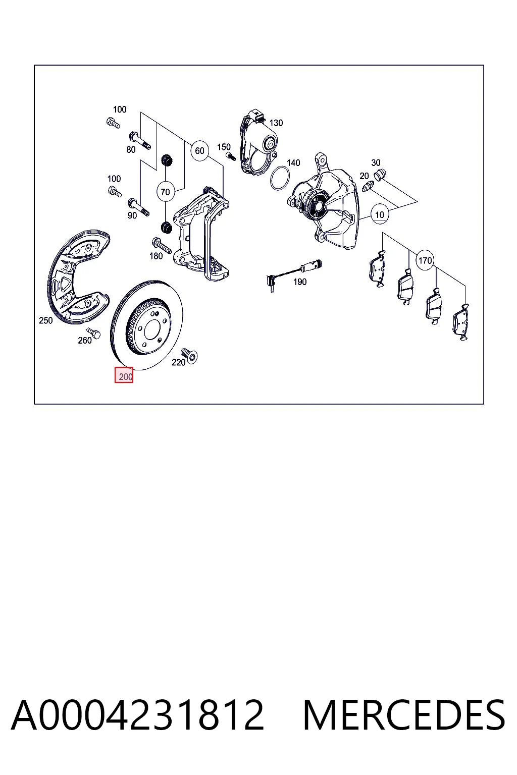 A0004231812 Mercedes Tarcza hamulcowa tylna
