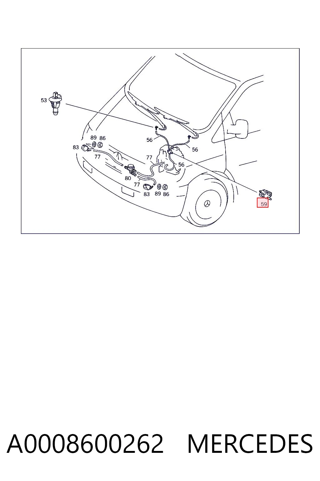 A0008600262 Mercedes Trójnik układu spryskiwacza szyby