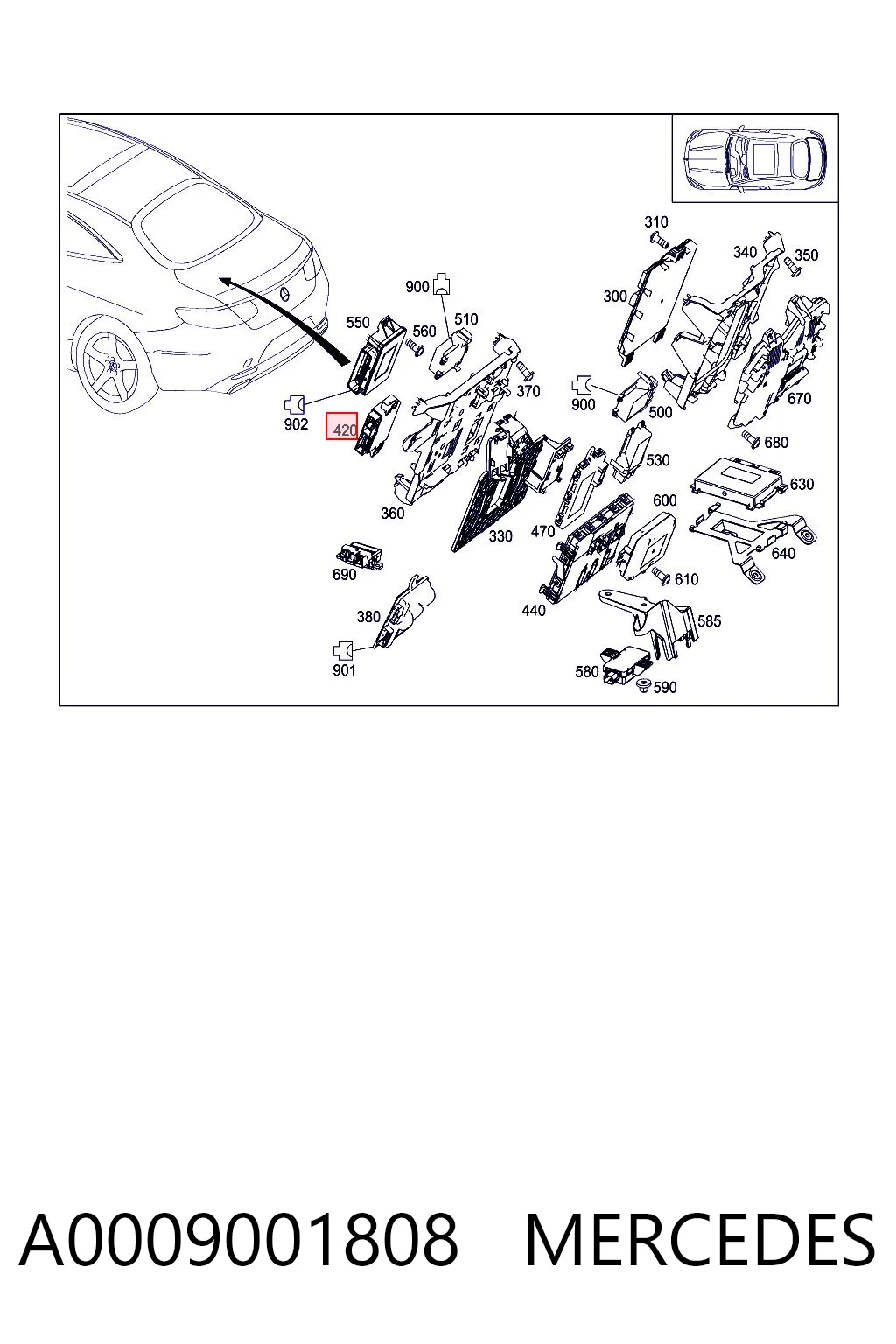 A0009001808 Mercedes Sterownik czujnika parkowania