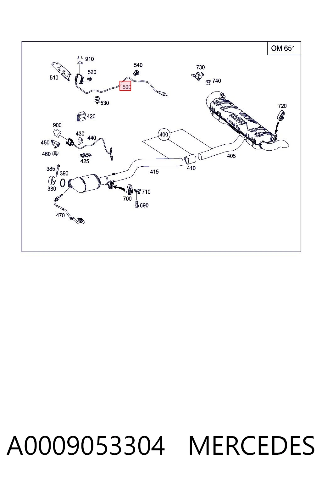 A0009053304 Mercedes Czujnik temperatury spalin, filtra cząstek stałych