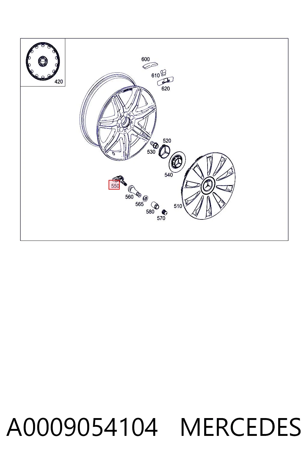 A0009054104 Mercedes Czujnik ciśnienia w oponach