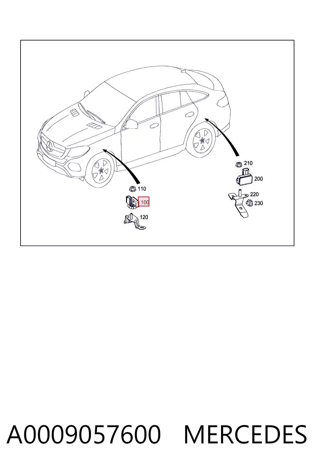 A0009057600 Mercedes Czujnik przyspieszenia wzdłużnego