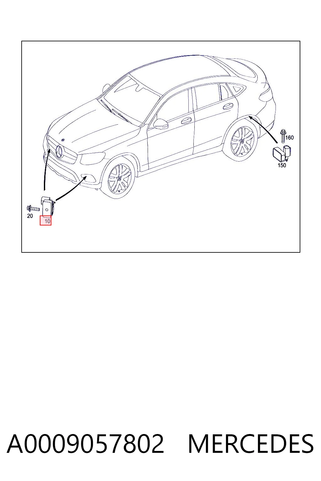 A0009057802 Mercedes Czujnik przyspieszenia wzdłużnego