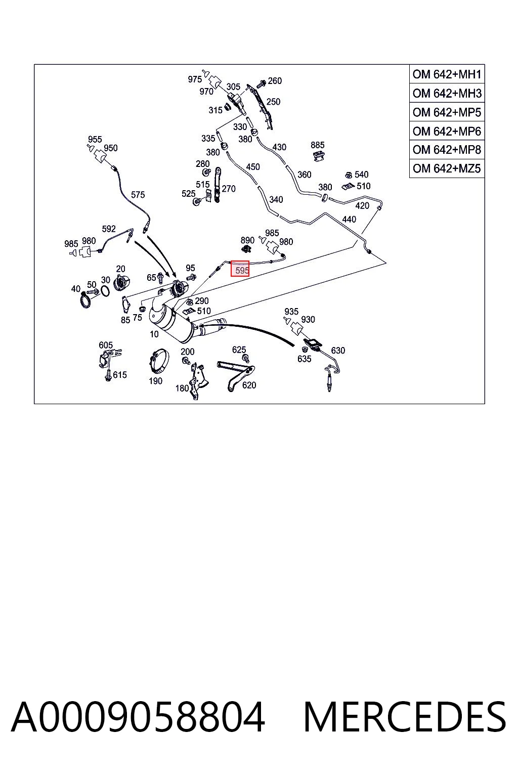 A0009058804 Mercedes Czujnik temperatury spalin, przed filtrem cząstek stałych