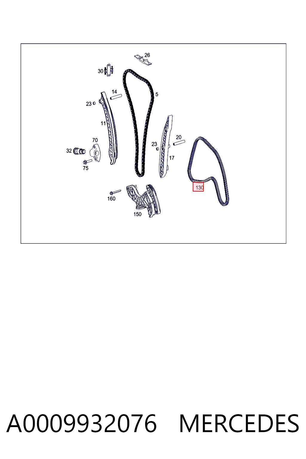 A0009932076 Mercedes Łańcuch rozrządu wału wyrównoważającego