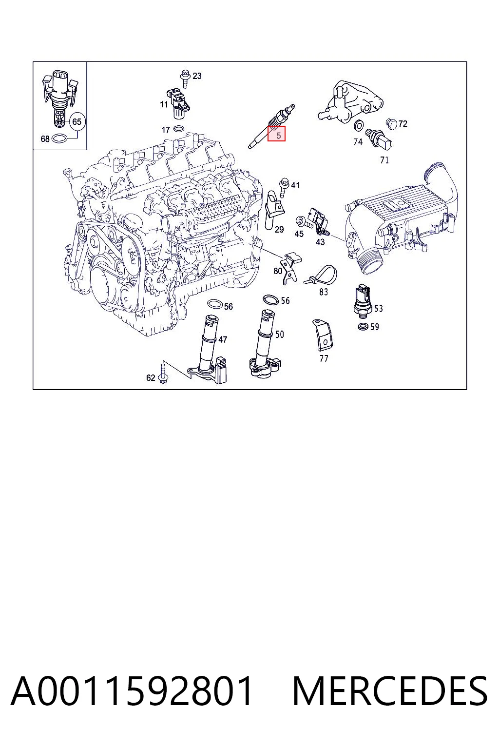 A0011592801 Mercedes Świeca żarowa