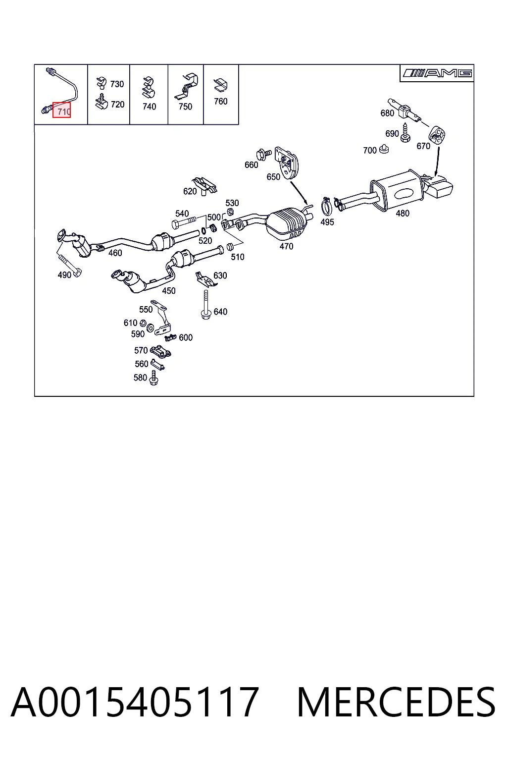 A0015405117 Mercedes Sonda lambda czujnik tlenu przed katalizatorem prawy