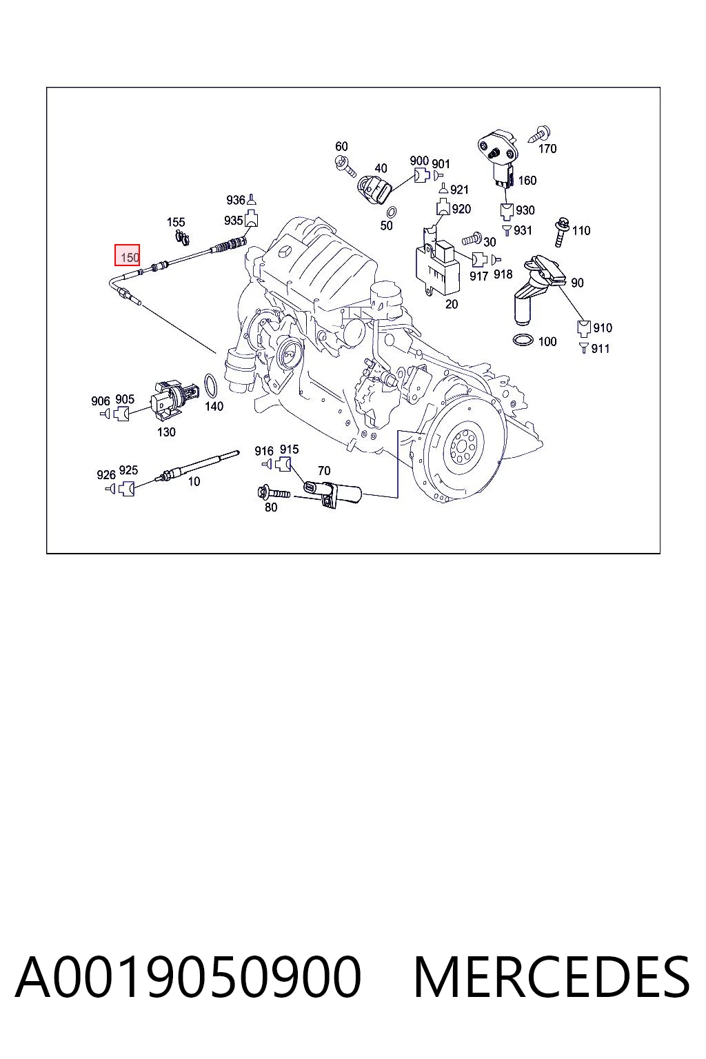 A0019050900 Mercedes Czujnik temperatury spalin, przed katalizatorem