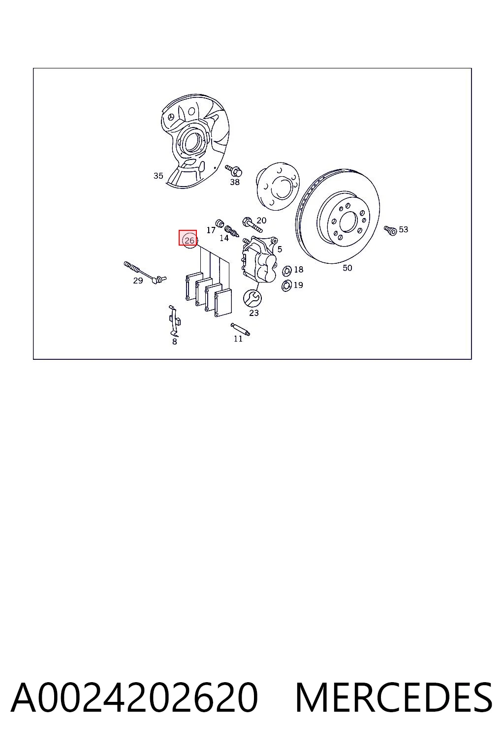 A0024202620 Mercedes Klocki hamulcowe przednie tarczowe