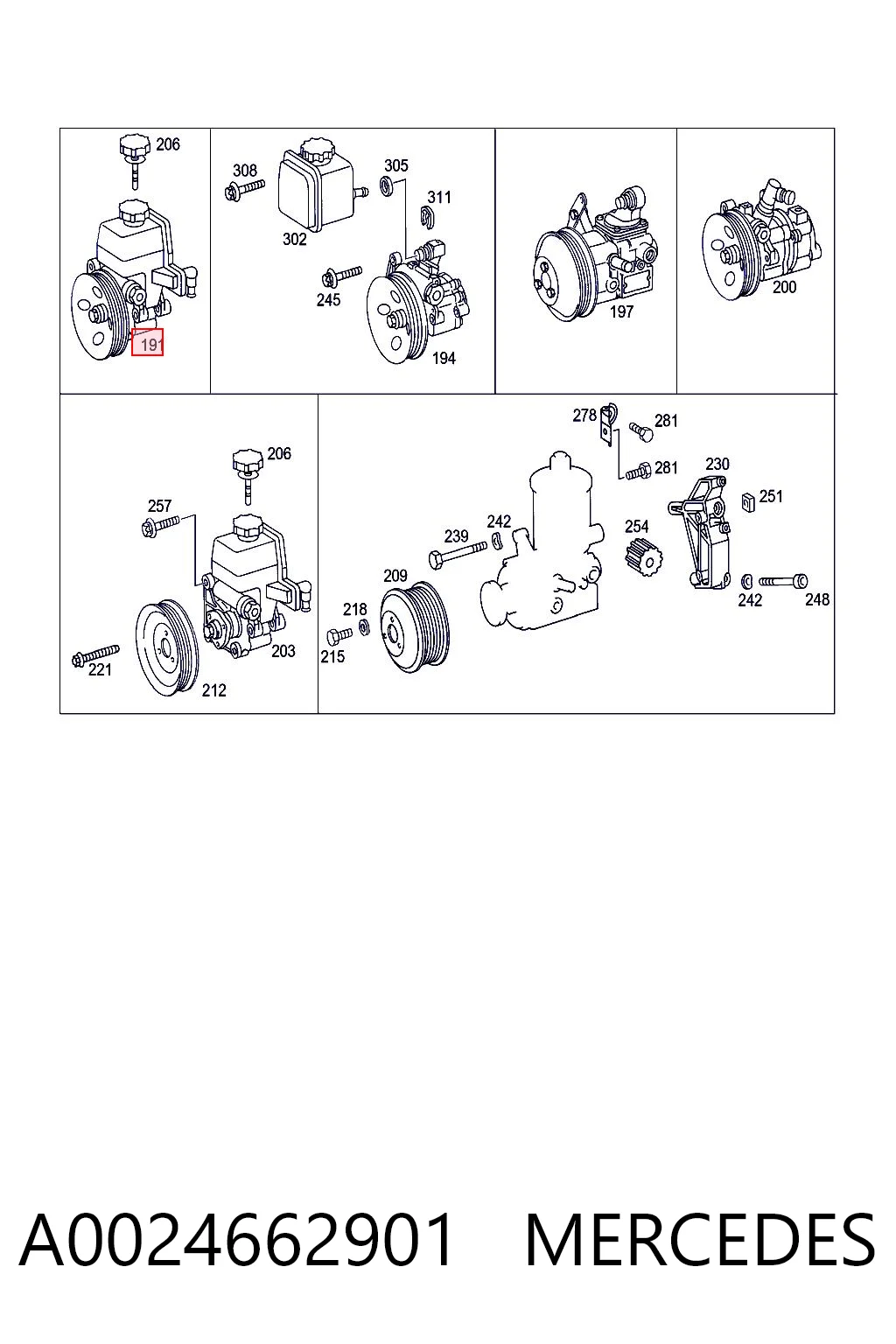 A0024662901 Mercedes Pompa wspomagania hydraulicznego kierownicy