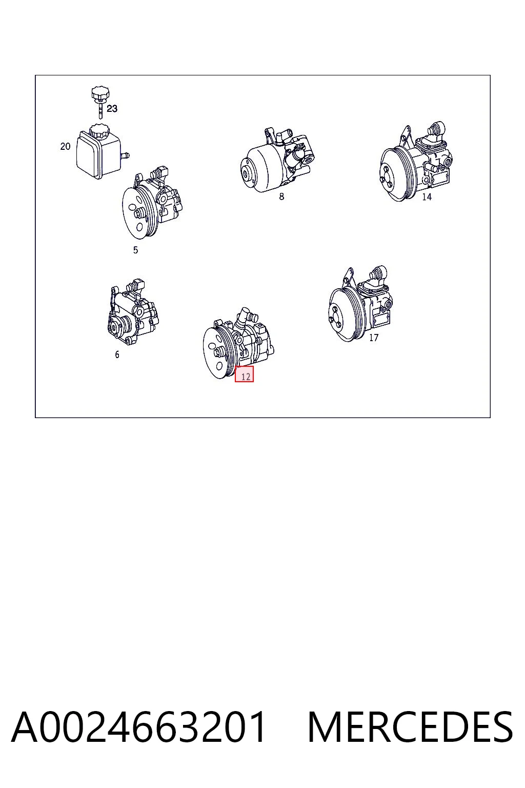 A0024663201 Mercedes Pompa wspomagania hydraulicznego kierownicy