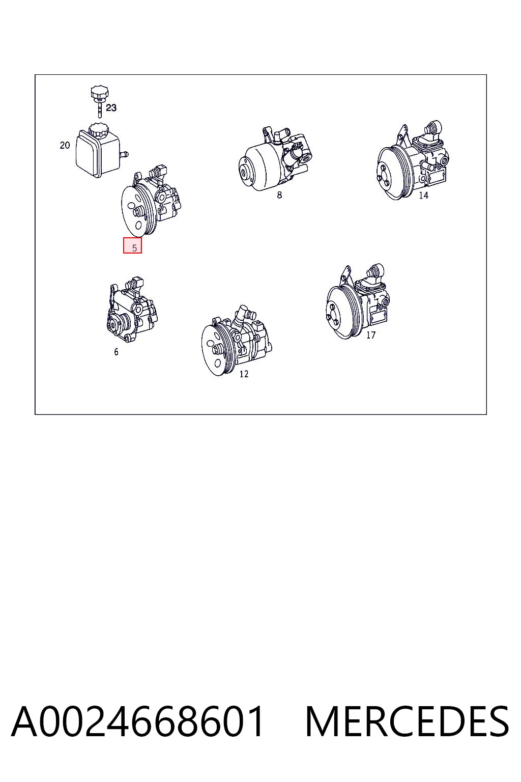 A0024668601 Mercedes Pompa wspomagania hydraulicznego kierownicy