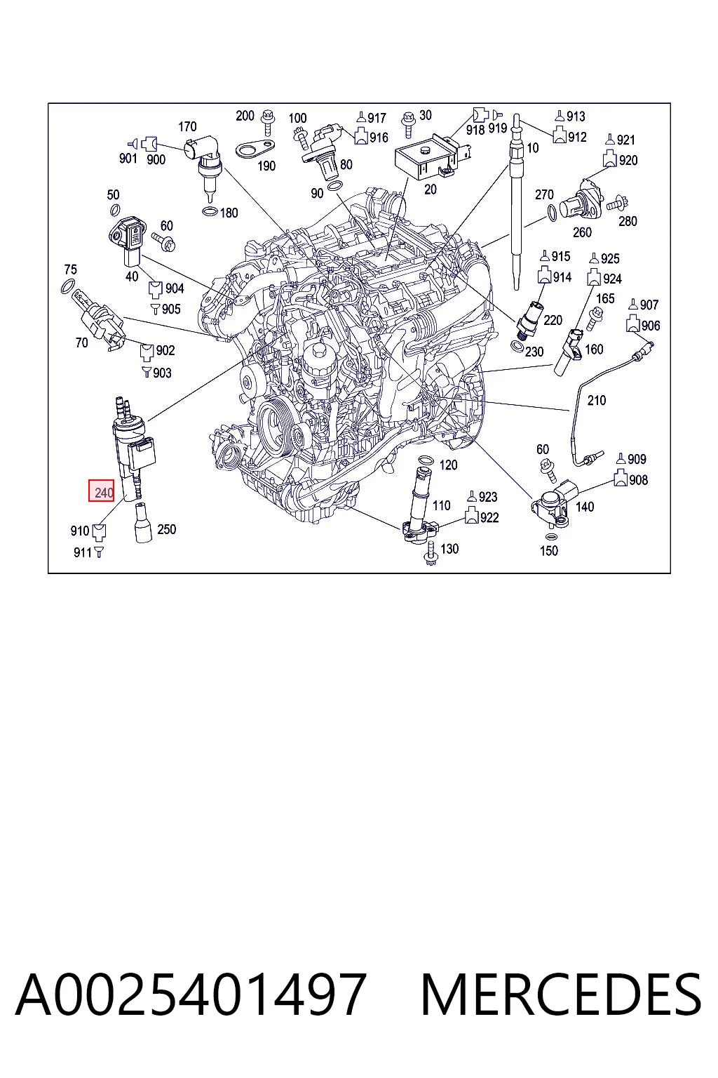A0025401497 Mercedes Zawór przełączający systemu doprowadzenia powietrza
