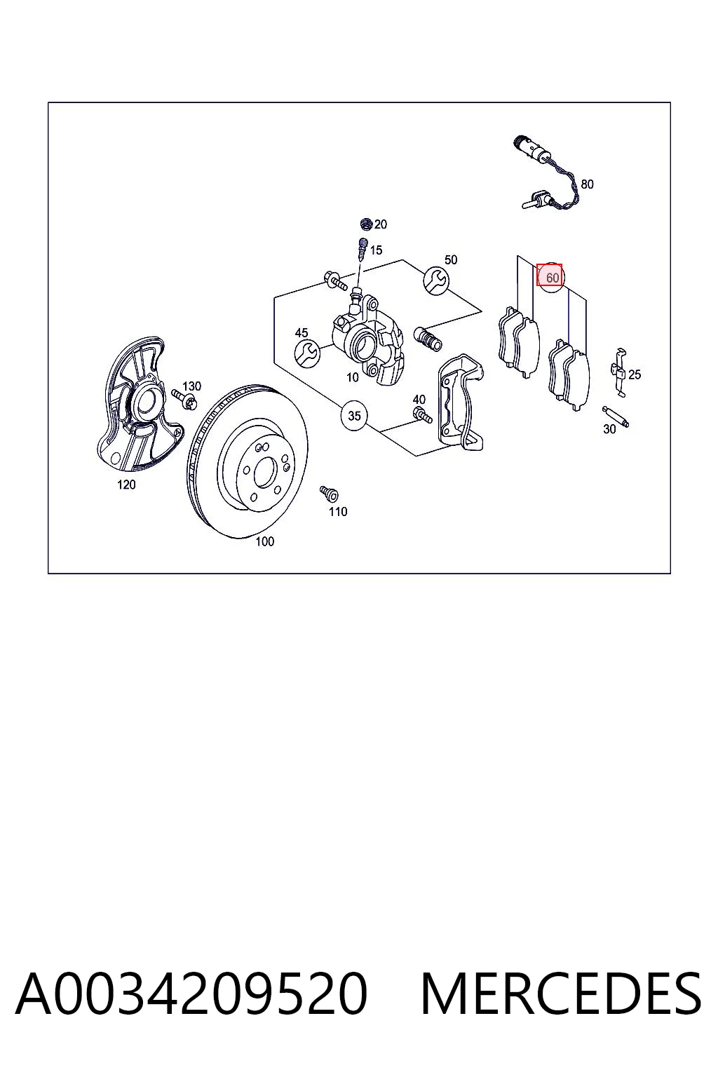 A0034209520 Mercedes Klocki hamulcowe przednie tarczowe