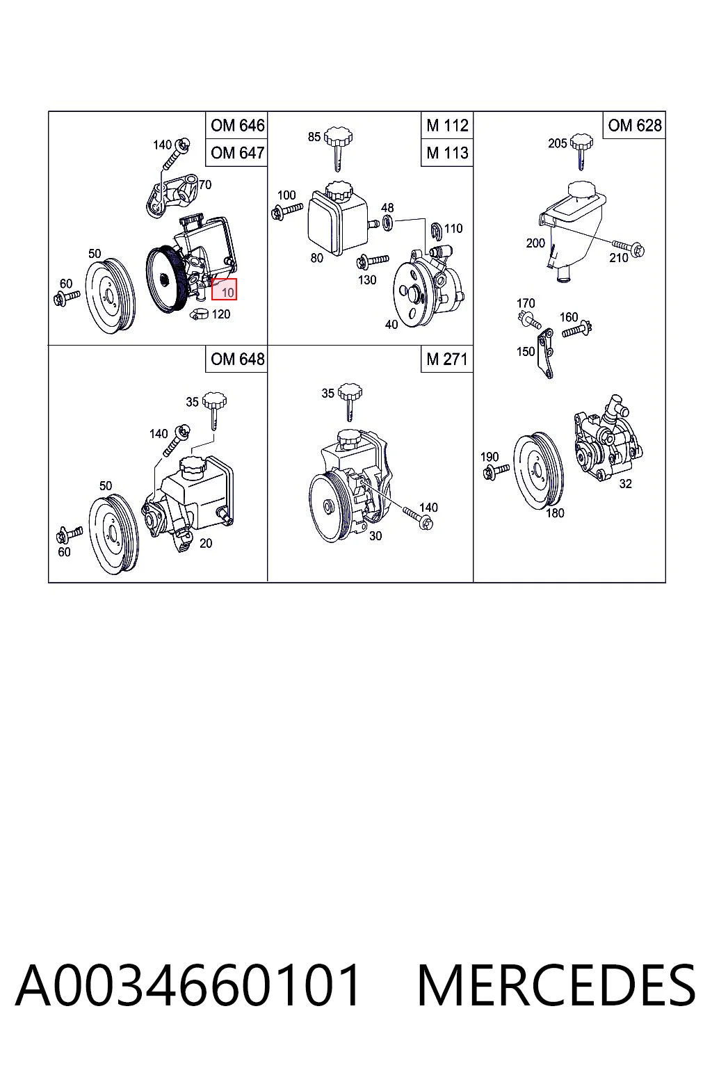 A0034660101 Mercedes Pompa wspomagania hydraulicznego kierownicy