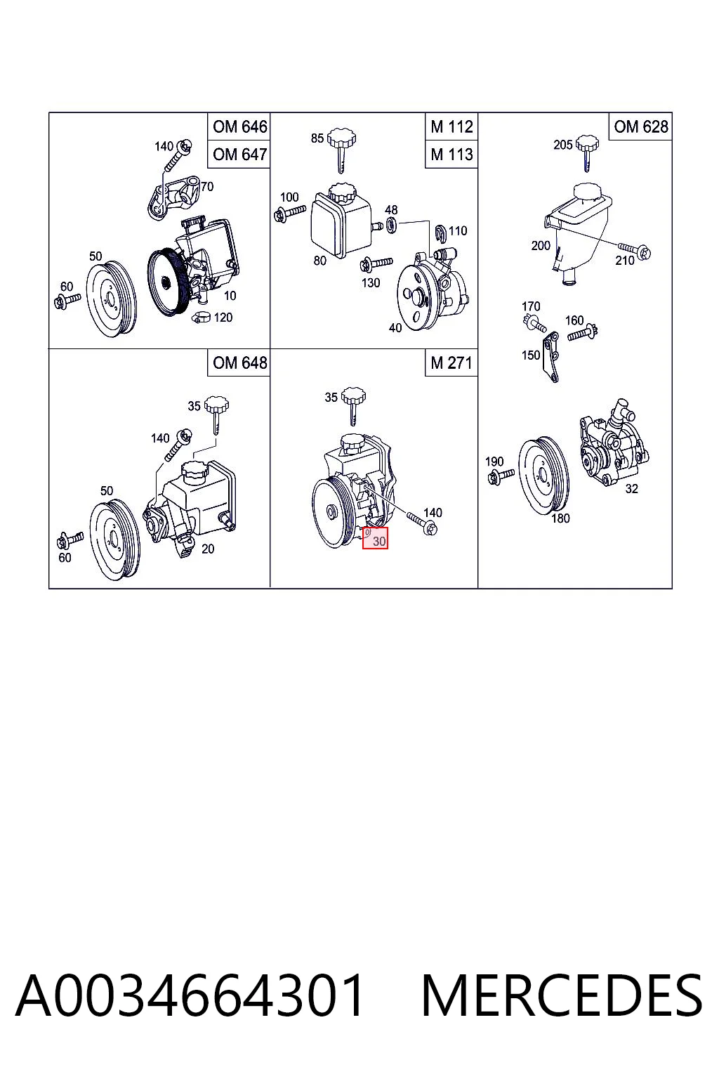 A0034664301 Mercedes Pompa wspomagania hydraulicznego kierownicy