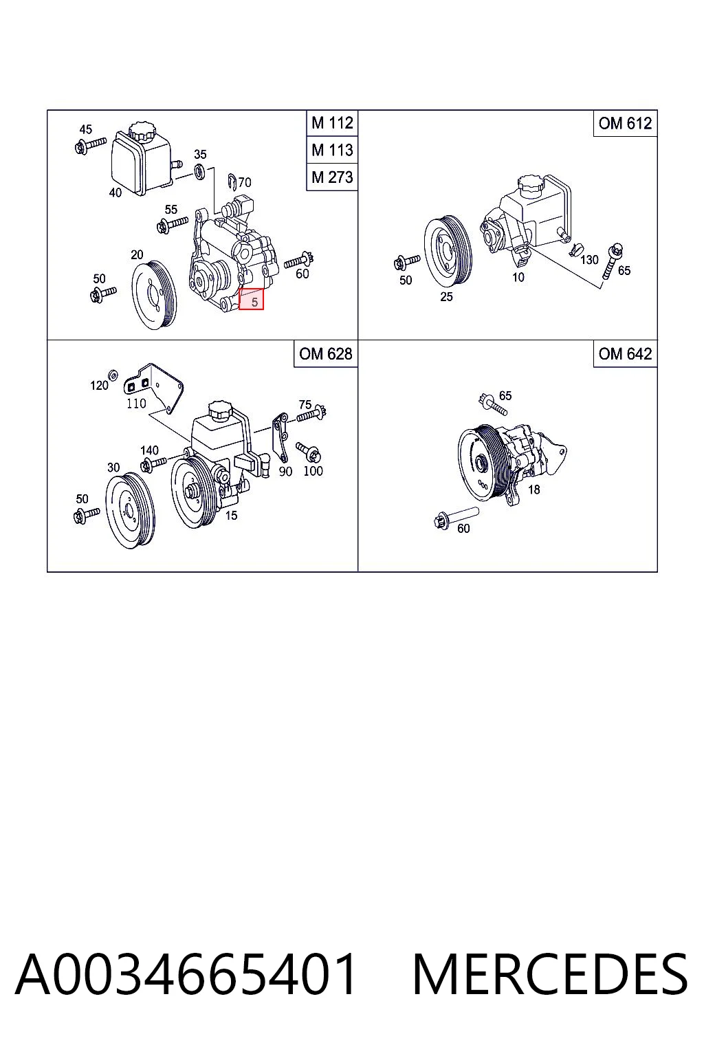 A0034665401 Mercedes Pompa wspomagania hydraulicznego kierownicy