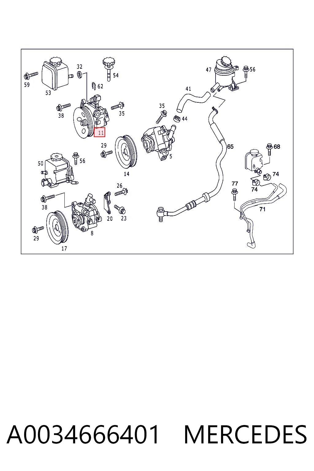 A0034666401 Mercedes Pompa wspomagania hydraulicznego kierownicy