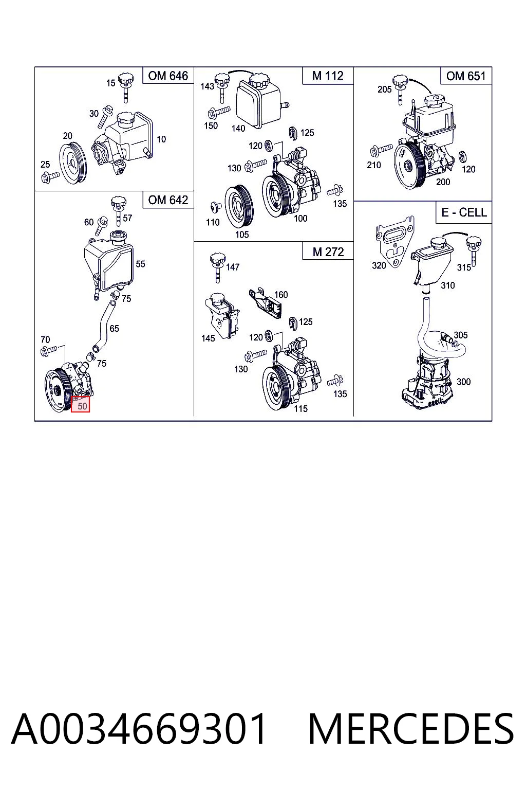 A0034669301 Mercedes Pompa wspomagania hydraulicznego kierownicy