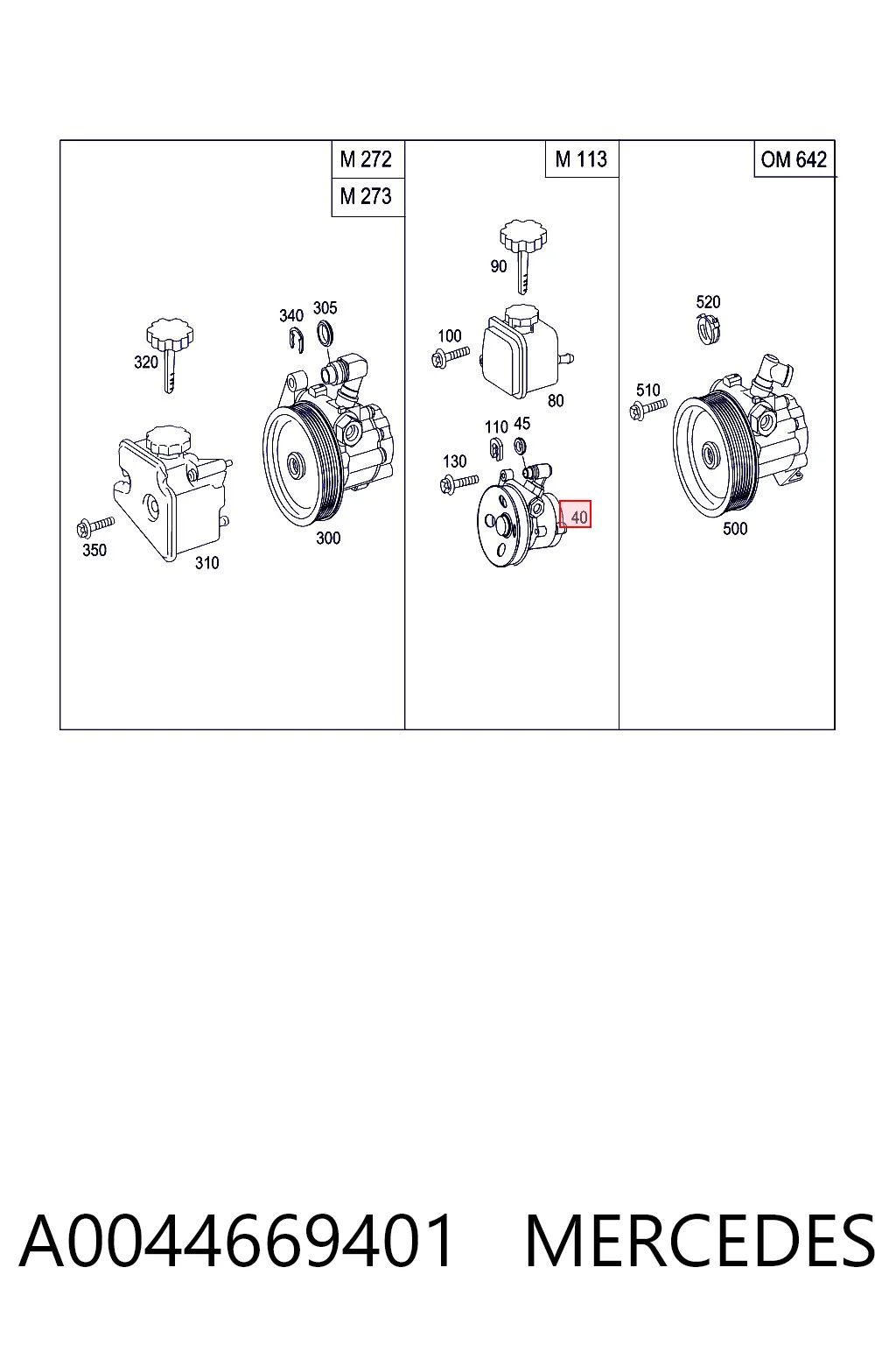 A0044669401 Mercedes Pompa wspomagania hydraulicznego kierownicy