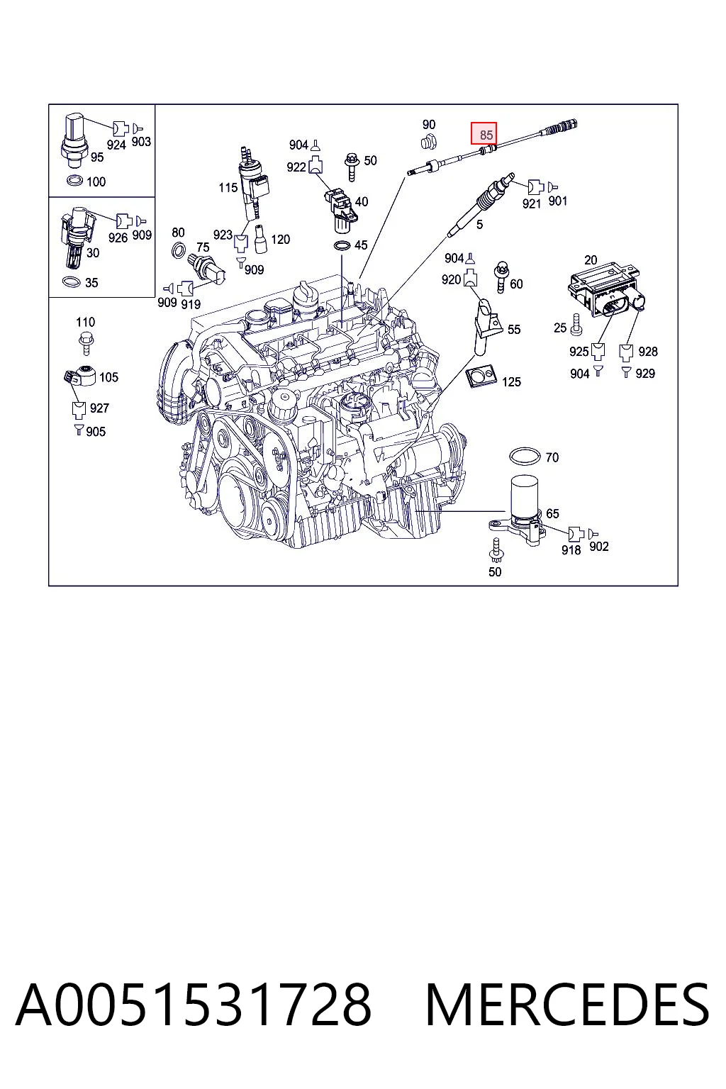A0051531728 Mercedes Czujnik temperatury spalin, przed turbiną