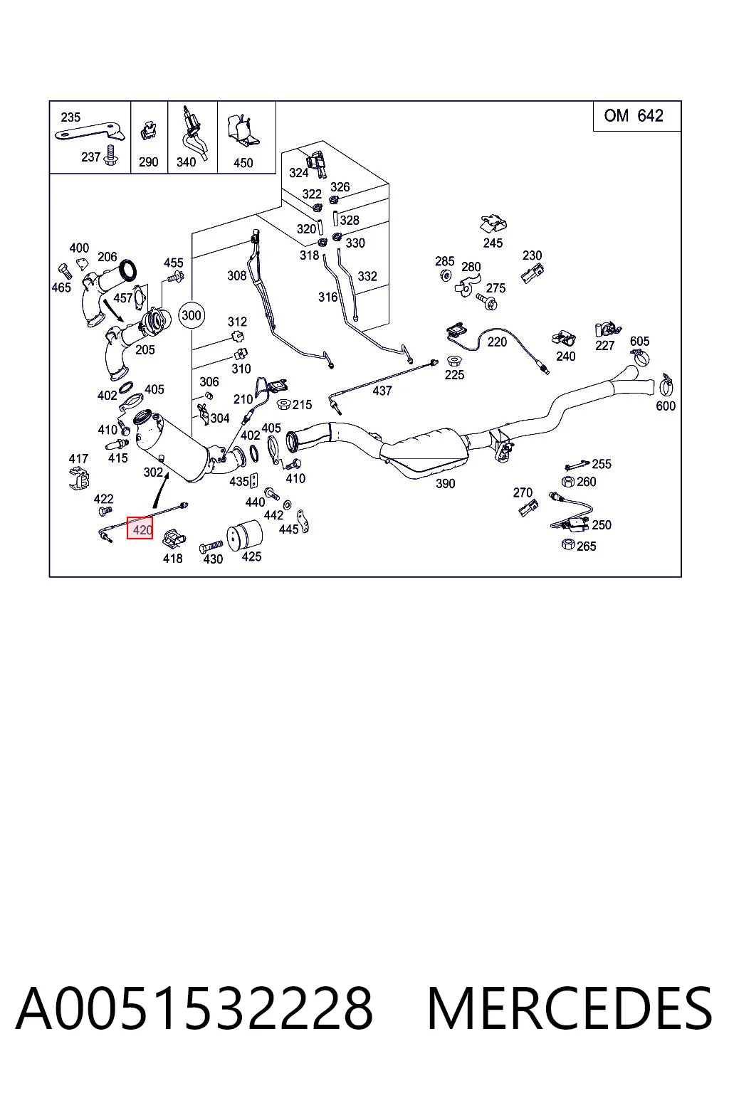 A0051532228 Mercedes Czujnik temperatury spalin, przed filtrem cząstek stałych