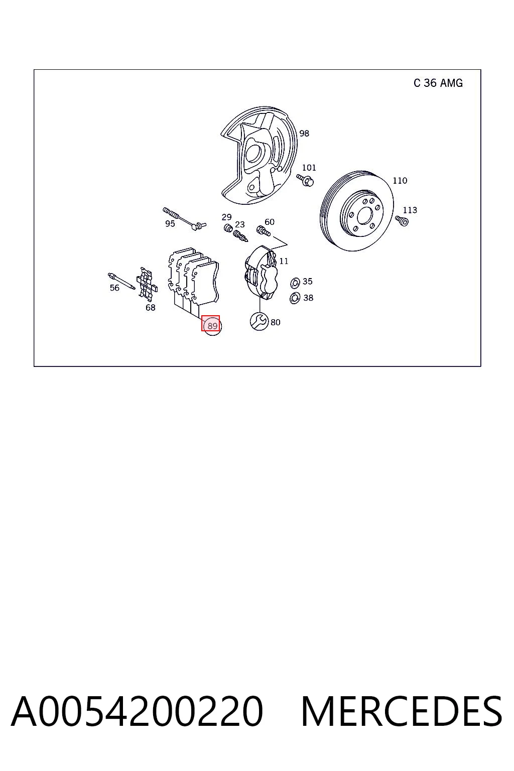 A0054200220 Mercedes Klocki hamulcowe przednie tarczowe