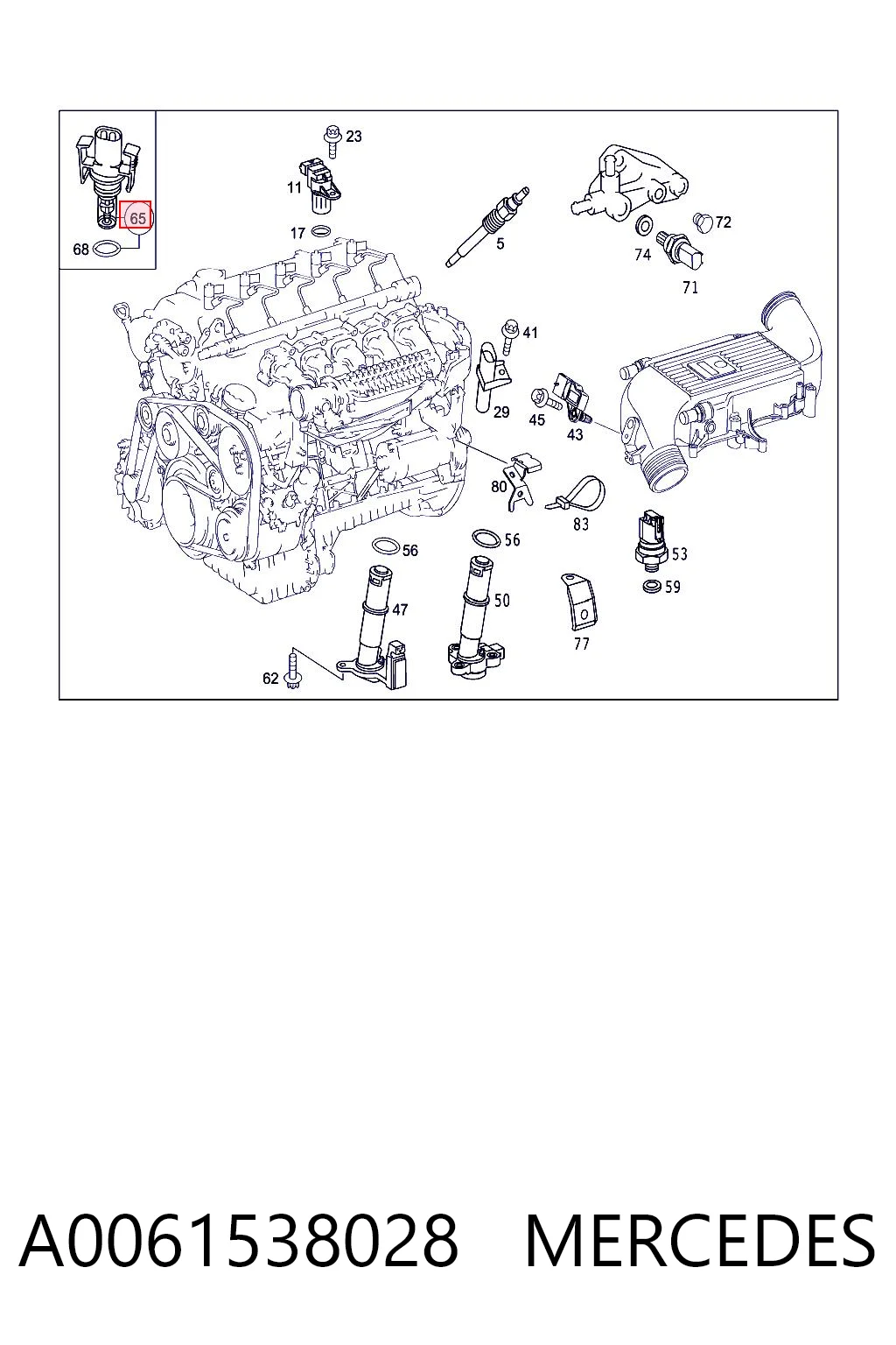 A0061538028 Mercedes Czujnik temperatury powietrza wlotowego