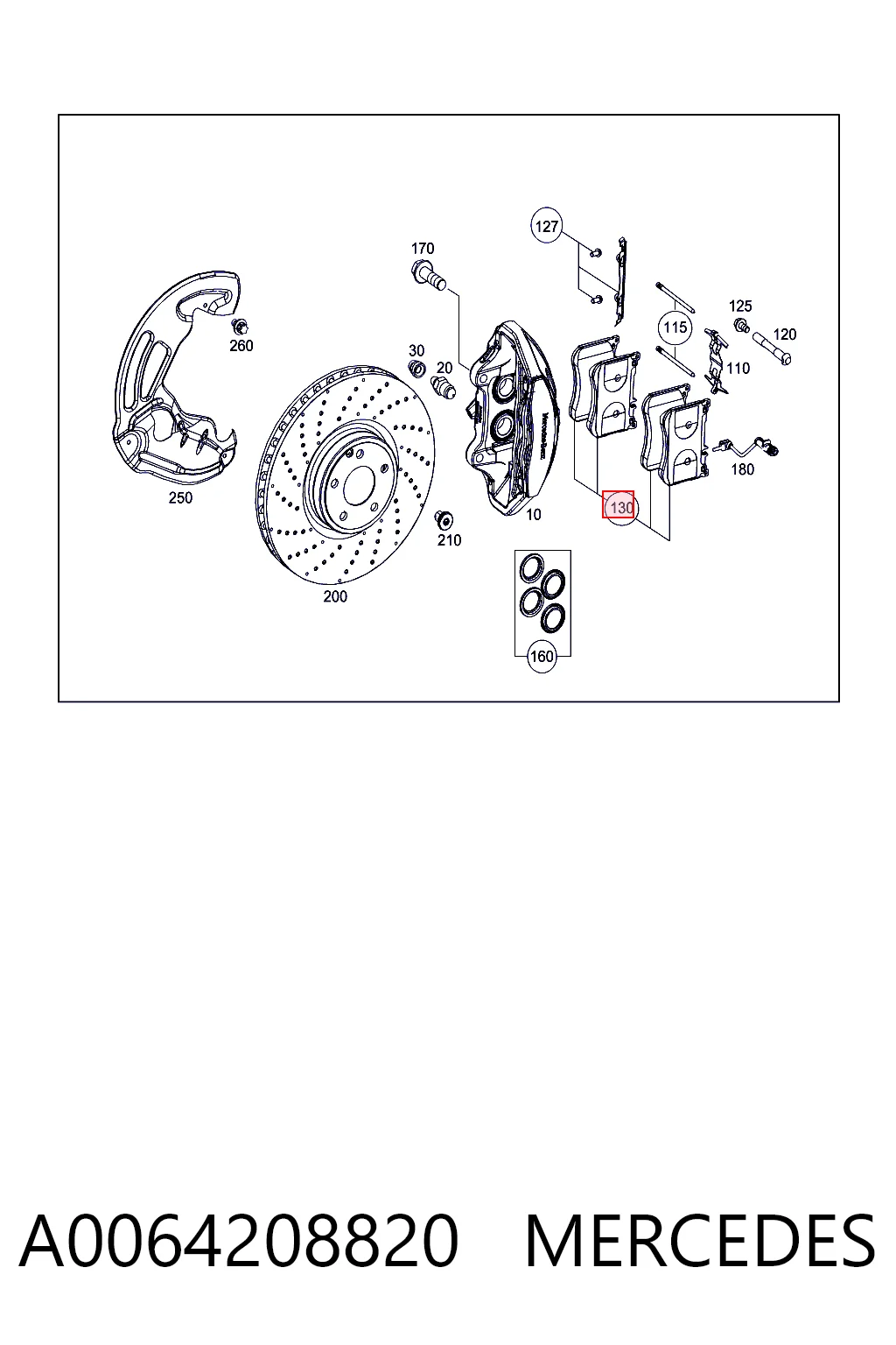 A0064208820 Mercedes Klocki hamulcowe przednie tarczowe