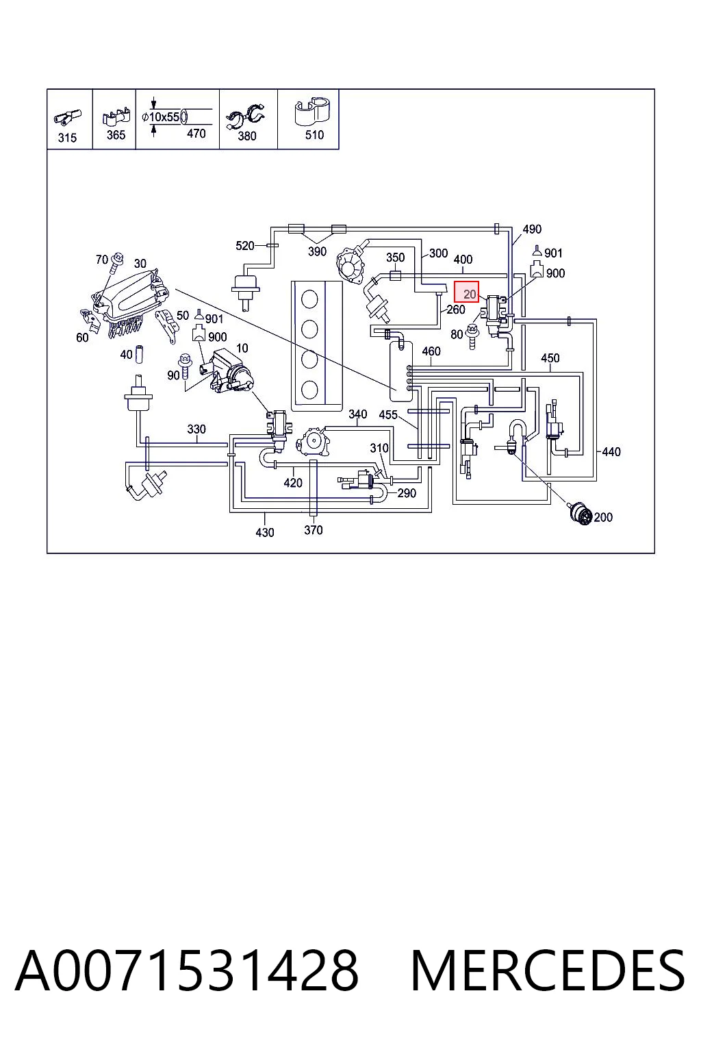 A0071531428 Mercedes Przetwornik ciśnienia (solenoid) doładowania